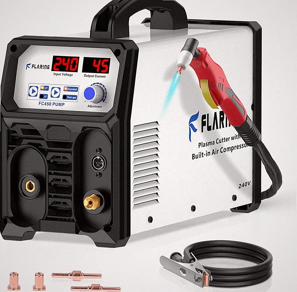 240V Plasma Cutter with Built in Air Compressor 45A IGBT Inverter Digital Plasma