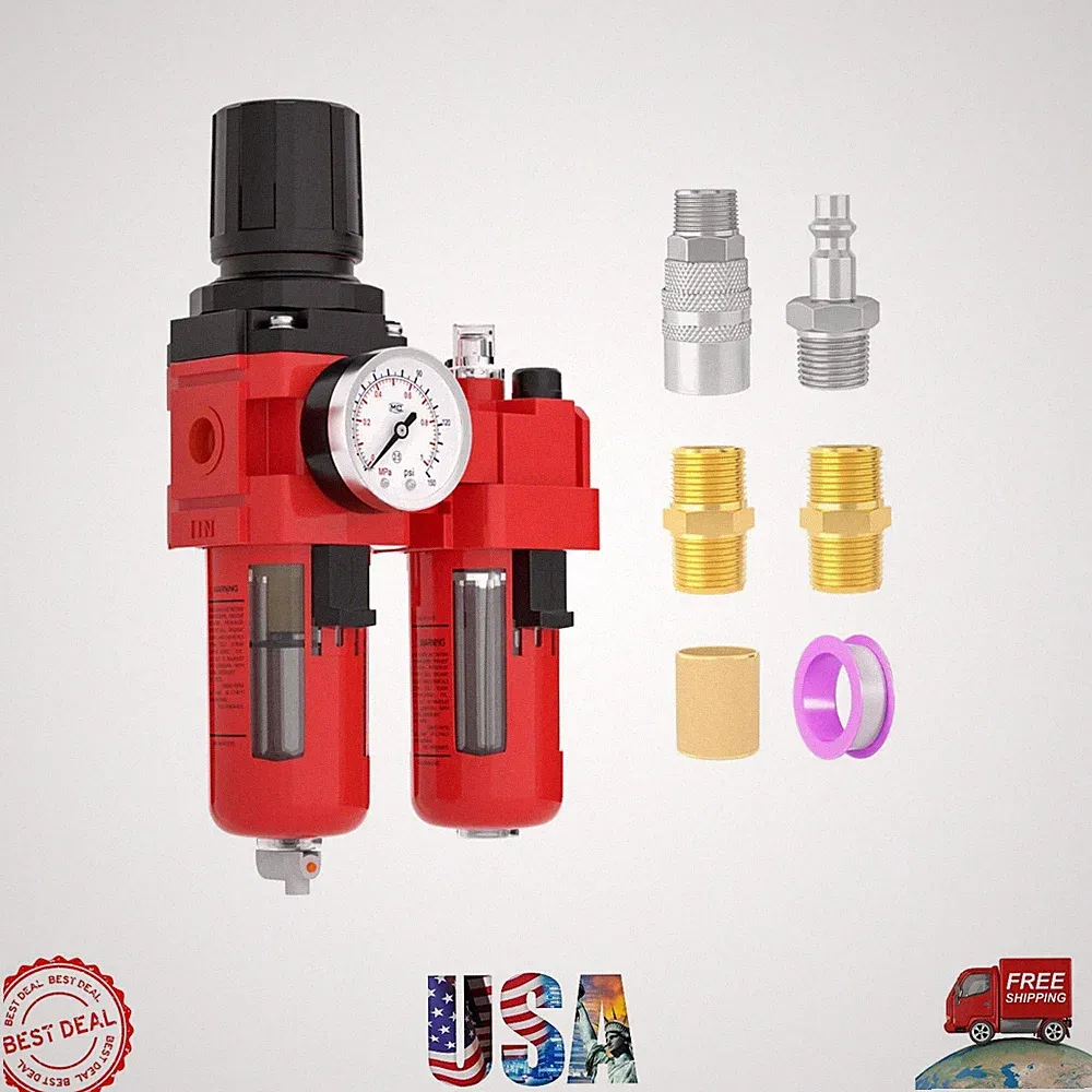 All-in-One Air Pressure Regulator with Moisture Filtration for Tools & Sprayers